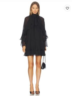 NWT Veronica Beard Dress Adlington Mini Ruffle Swing in Black